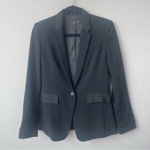 Rag & Bone Blazer Womens 4 Black Wool Blend Tailored Jacket Single Button Formal